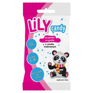 Drażetki o smaku malinowym na gardło LILY Candy, 40g