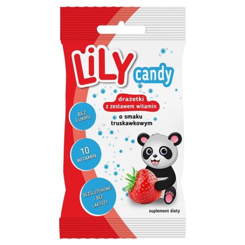 Drażetki o smaku truskawkowym z zestawem 10 witamin LILY Candy, 40g