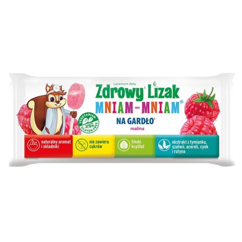 Zdrowy Lizak Mniam-Mniam na gardło o smaku malinowym Starpharma, 6g