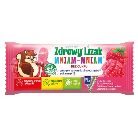 Zdrowy Lizak Mniam-Mniam o smaku malinowym Starpharma, 6g (płaski)