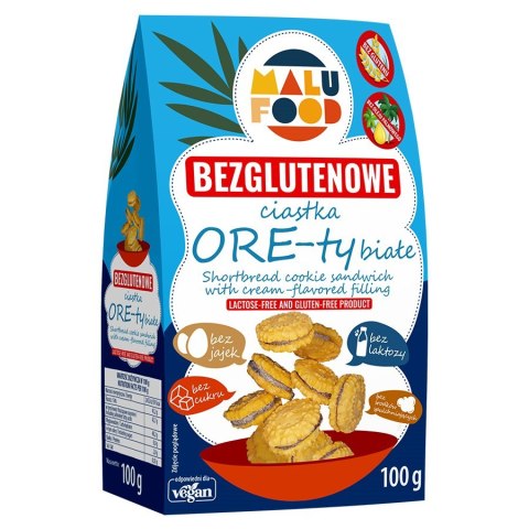 Ciastka "ORE-TY" białe - bez dodatku cuku, bez glutenu Malu Food, 100g