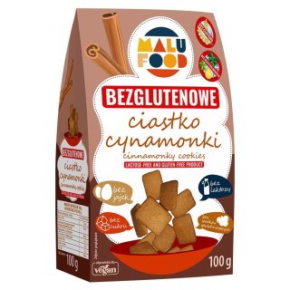 Ciastka kruche cynamonki - bez dodatku cukru, bez glutenu Malu Food, 100g