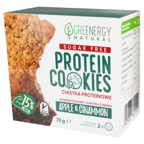 Ciastka proteinowe SUGAR FREE Apple&Cinnamon Greenergy, 70g