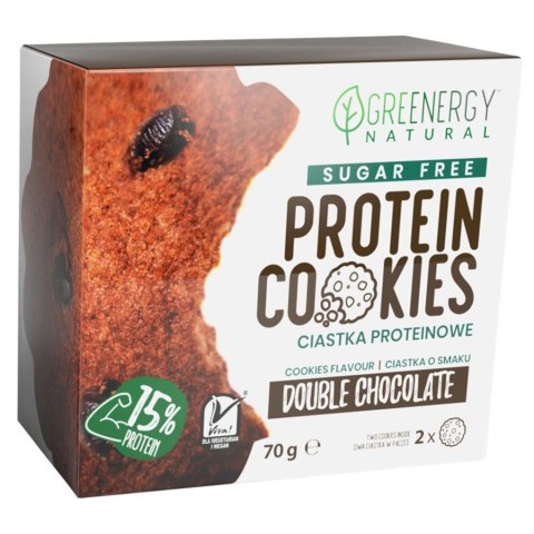 Ciastka proteinowe SUGAR FREE Double Chocolate Greenergy, 70g