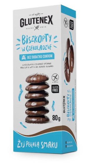 Glutenex Biszkopty w czekoladzie, 80g