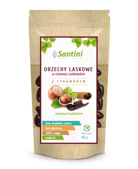 Orzechy laskowe w ciemnej czekoladzie z cynam,80 g